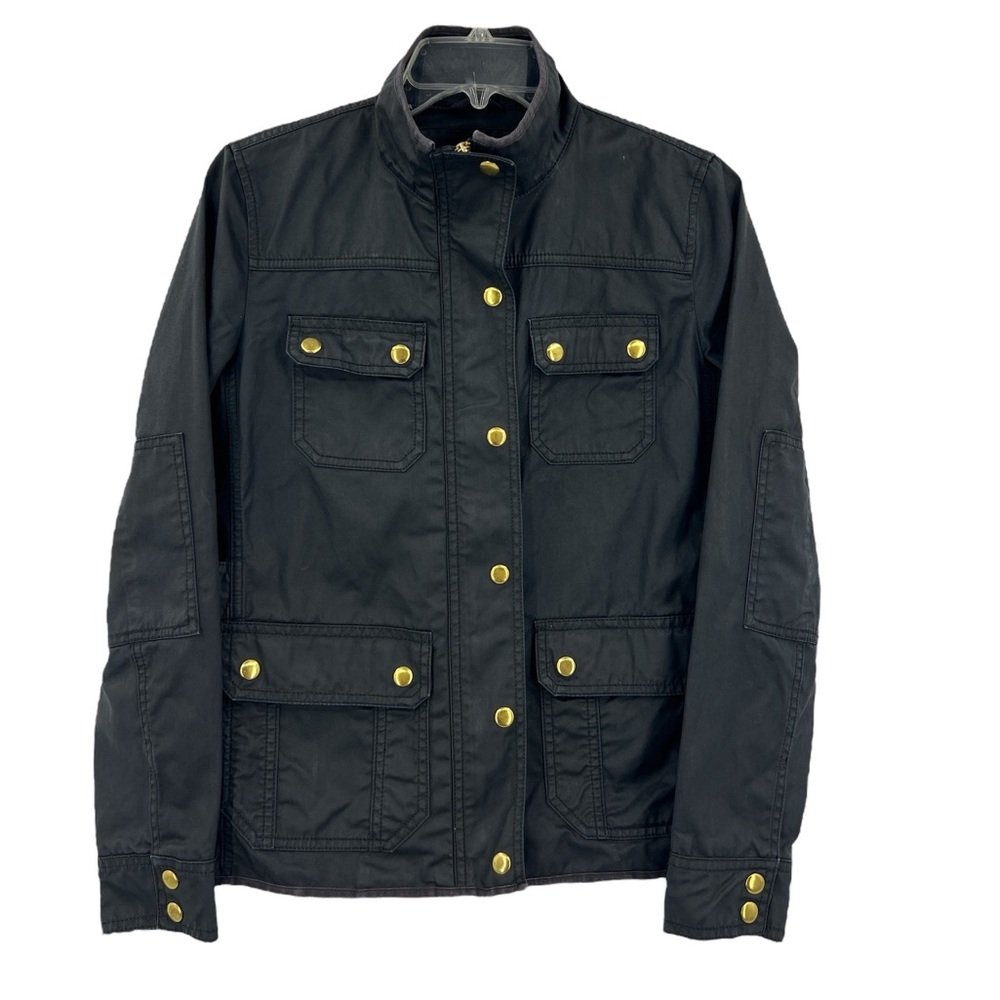 J. Crew Black Utility Jacket with Gold Buttons